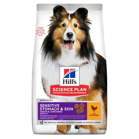 Hill’s Science Plan Sensitive Stomach & Skin pro dospělé psy s kuřecím 14 kg